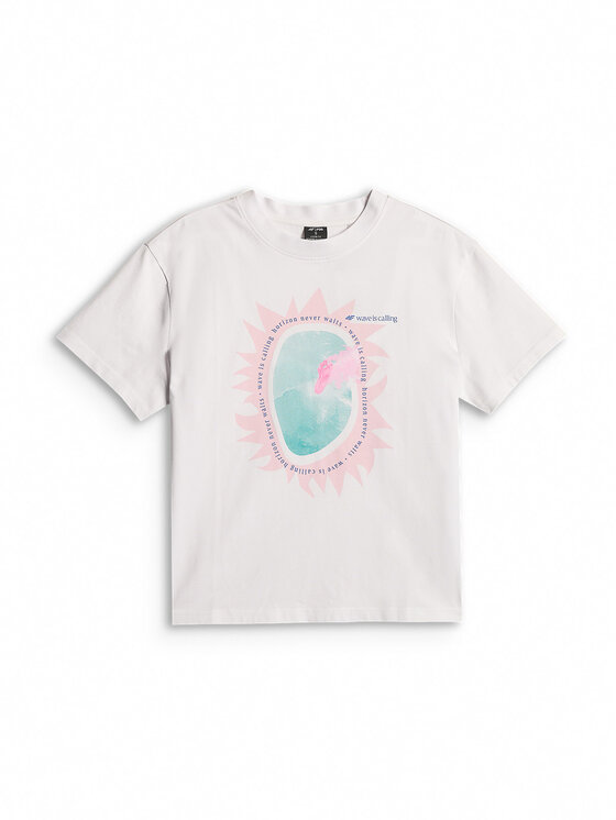 4F 4F T-Shirt FOB SUMMER Biały Loose Fit