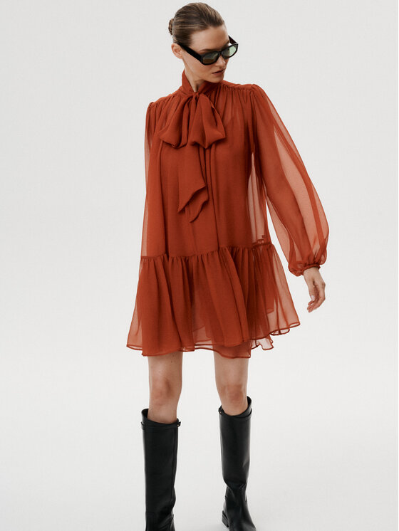 MARI PRETI MARI PRETI Abito da cocktail Romena Marrone Regular Fit