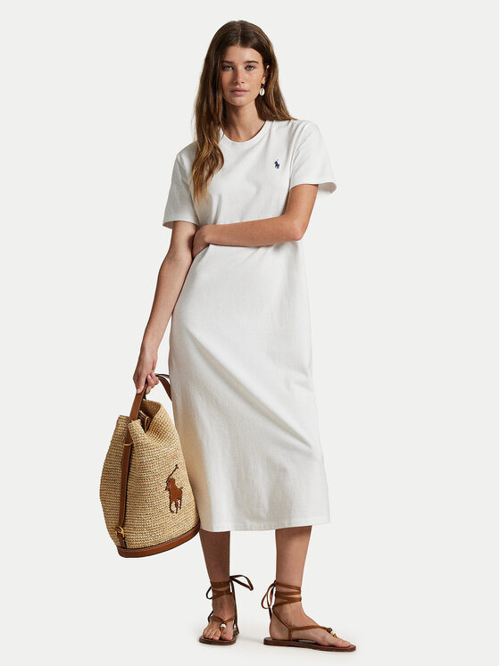 Polo Ralph Lauren Polo Ralph Lauren Každodenní šaty 211971066002 Bílá Straight Fit