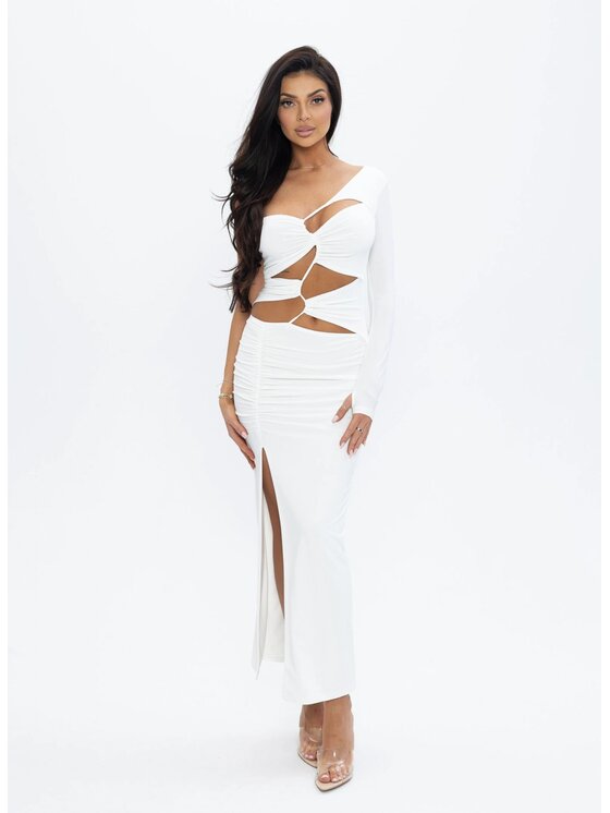 Love Saints Love Saints Sukienka dzianinowa L26LF-SU-K03 Biały Slim Fit