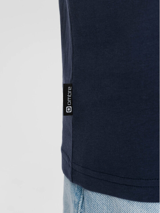 Ombre Ombre T-Shirt OM-TSCT-0109 Granatowy Classic Fit