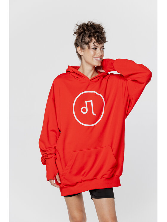 Pilawski Pilawski Bluza BLUZA AGA CZERWONA Z BIAŁYM LOGO Czerwony Oversize