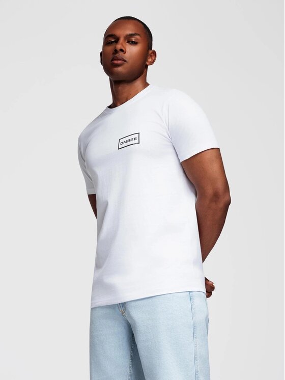 Ombre Ombre T-Shirt OM-TSPT-0231 Biały Regular Fit