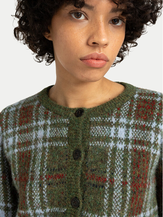 Element Element Kardigan Plaid Cardigan W ELJSW00113 Zielony Regular Fit