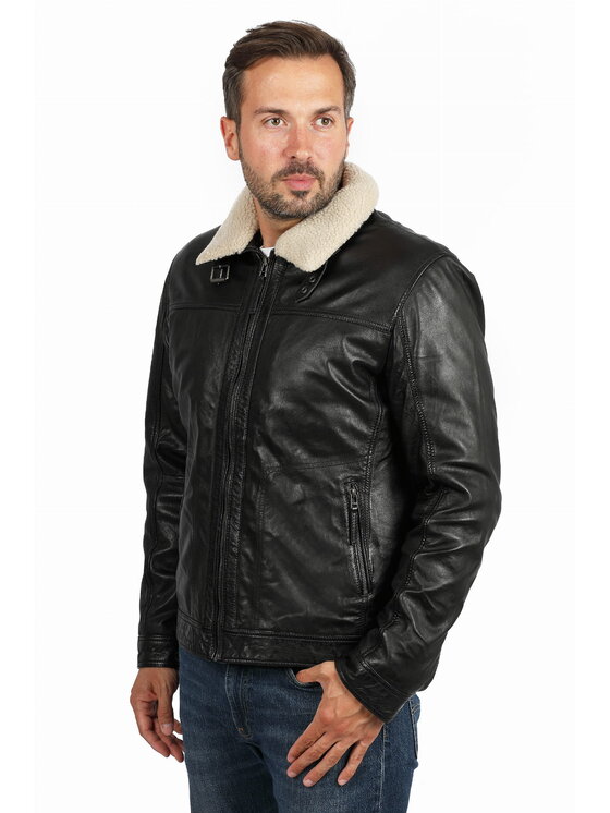 David Ryan David Ryan Kurtka skórzana MAVERICK Czarny Regular Fit