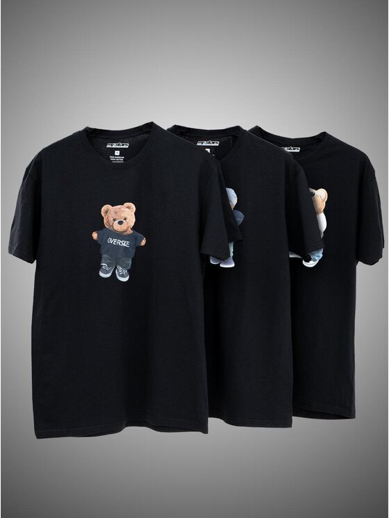 MyStars MyStars Komplet 3 t-shirtów Zestaw 3 T-Shirtów Męskich Czarnych MyStars 90s Bear 2XL Czarny Regular Fit