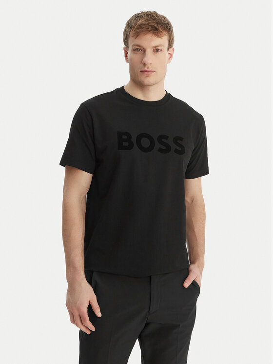 BOSS Tricou TS_Iconic Logo 50553636 Negru Regular Fit