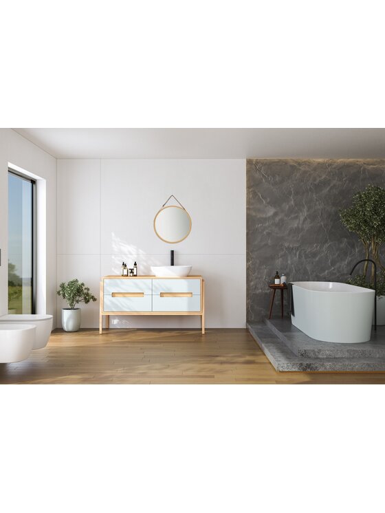 MIAhome MIAhome Lustro wiszące w bambusowej ramie Ø 38 cm BAMBU Brązowy
