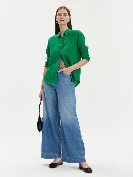 Tommy Hilfiger Tommy Hilfiger Marškiniai WW0WW42037 Žalia Relaxed Fit