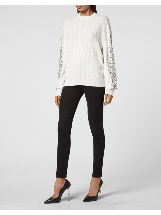PHILIPP PLEIN PHILIPP PLEIN Sweter 8351 Beżowy Regular Fit