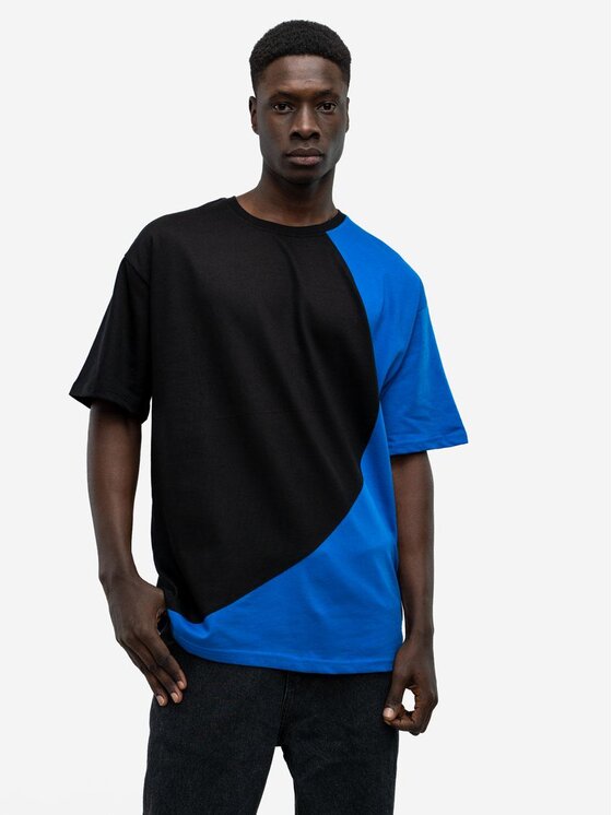 Good Luck Good Luck T-Shirt Koszulka Męska Z Krótkim Rękawem Oversize Czarna / Niebieska GOOD LUCK Loopy L Czarny Regular Fit