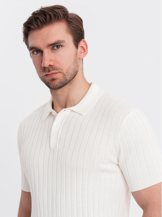 Ombre Ombre Polo OM-POSS-0143 Biały Slim Fit