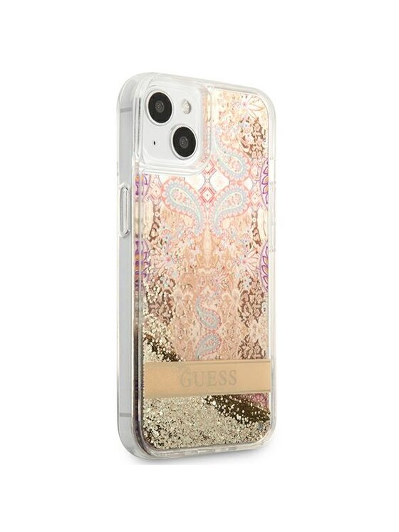 Guess Guess Etui na telefon Liquid Glitter Paisley Złoty