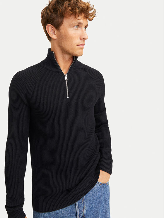 Jack&Jones Jack&Jones Sweter Pannel 12258473 Czarny Regular Fit