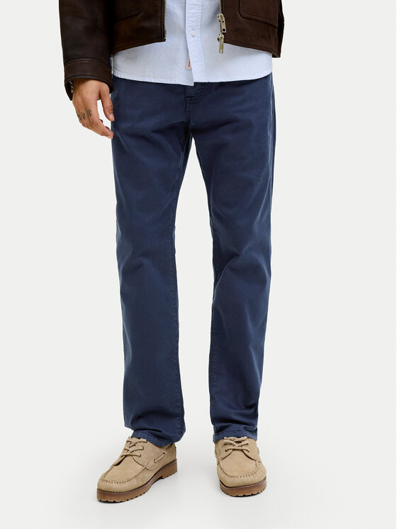 Jack & Jones Jack & Jones Kalhoty z materiálu Clark Finn 12293328 Tmavomodrá Regular Fit