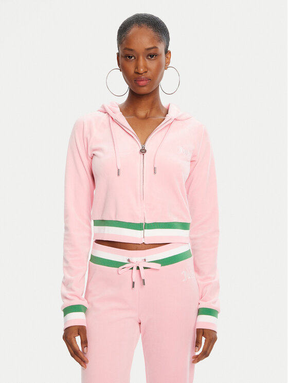 Juicy Couture Bluza Velour Crop JCWAS225351 Różowy Regular Fit