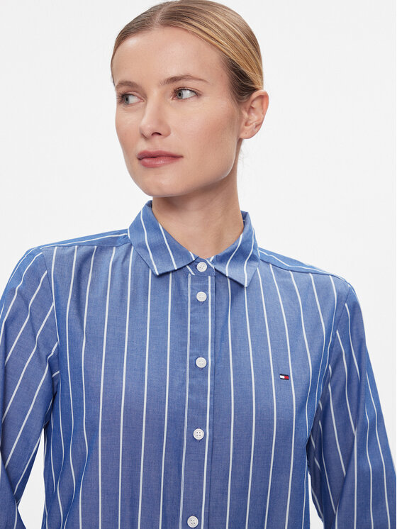 Tommy Hilfiger Tommy Hilfiger Srajca Baseball Stripe Regular Shirt WW0WW41155 Modra Regular Fit