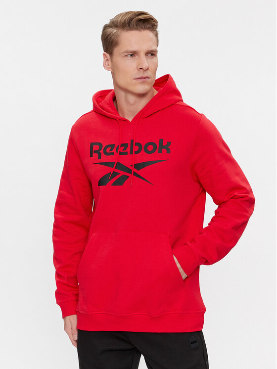 reebok sweatshirt identity fleece stacked logo pullover hoodie im3281 rouge