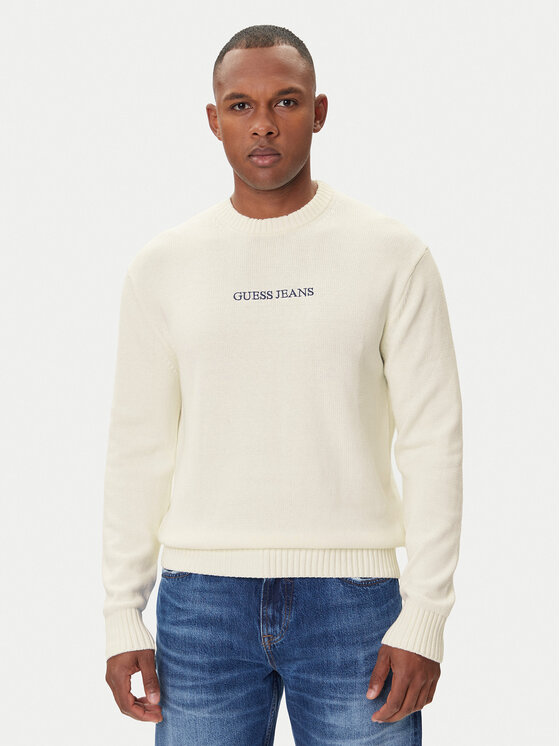 Guess Jeans Guess Jeans Svetr 168473 Bílá Classic Fit
