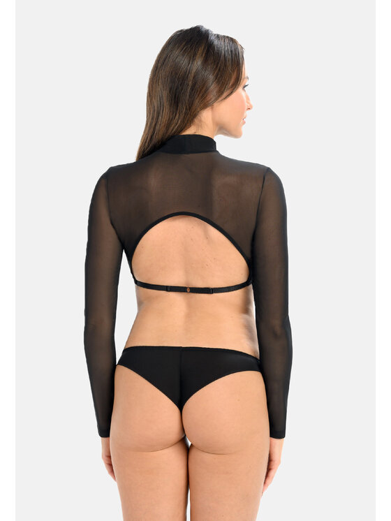 Teyli Teyli Bluzka z odkrytymi plecami Nina Czarny Standard Fit