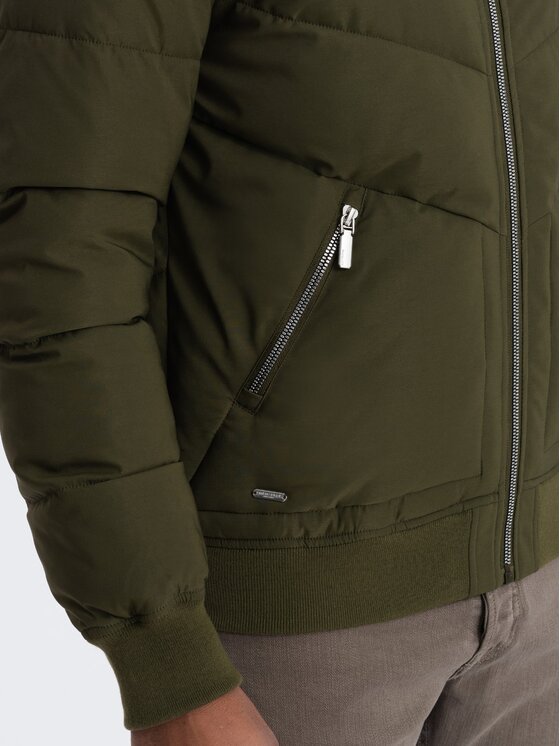 Ombre Ombre Kurtka bomber OM-JALP-0143 Zielony Regular Fit