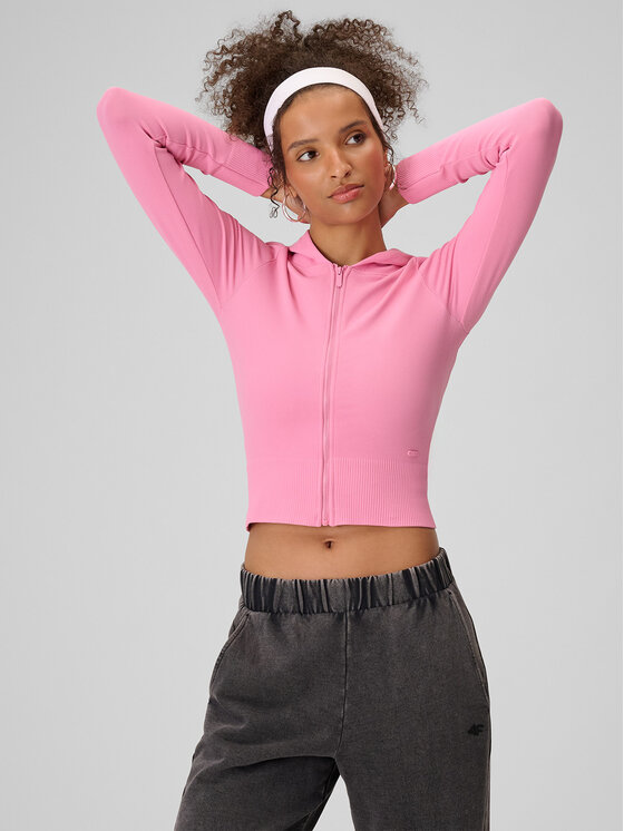 4F 4F Bluza ESSENTIAL Różowy jasny Slim Fit