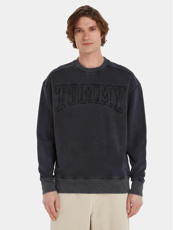 Tommy Jeans Sweatshirt New Vrsty DM0DM17791 Schwarz Relaxed Fit