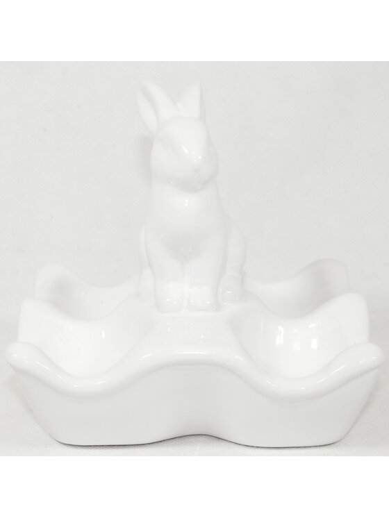 MIAhome MIAhome Miseczka na jajka z zajączkiem 13x14x12 cm Biały