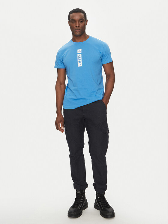 Alpha Industries Alpha Industries T-Shirt Puff Print 146509 Niebieski Regular Fit