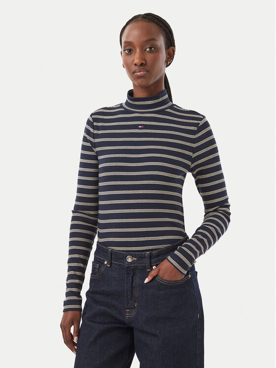 Tommy Jeans Tommy Jeans Bluzka Essential DW0DW19830 Granatowy Slim Fit