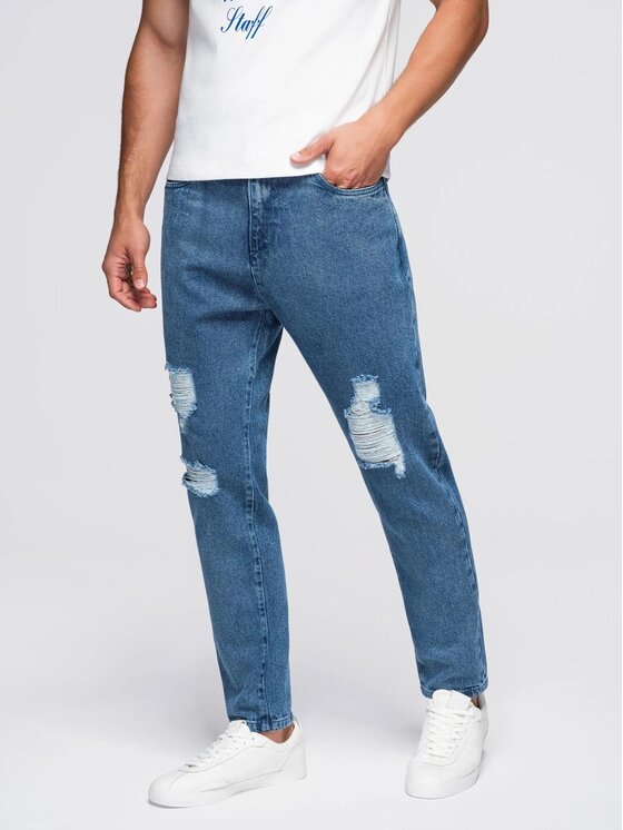 Ombre Ombre Jeansy OM-PADP-0250 Niebieski Carrot Fit