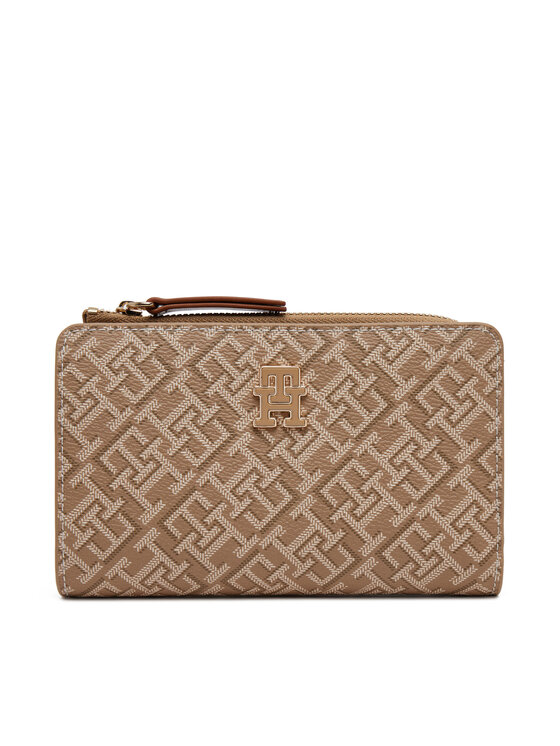 Portofel Mare de Damă Tommy Hilfiger Th Monoplay Leather Med 7 Wallet AW0AW17417 Maro