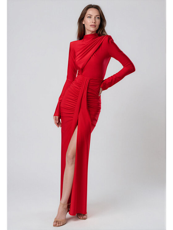 sax35th sax35th Sukienka wieczorowa ALISE Czerwony Slim Fit