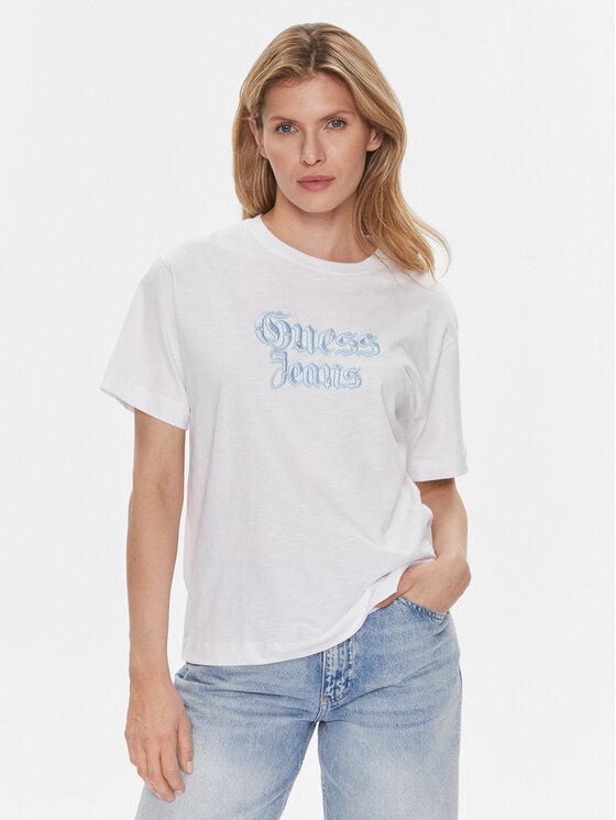 Guess Tricou W4RI49 K6XN4 Alb Regular Fit