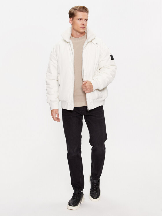 Calvin Klein Jeans Calvin Klein Jeans Μπόμπερ μπουφάν J30J324123 Εκρού Oversize