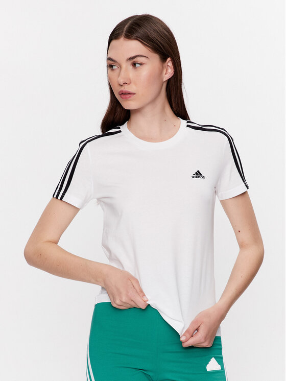 adidas adidas Тишърт Essentials Slim 3-Stripes T-Shirt GL0783 Бял Slim Fit