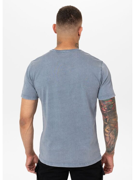 PITBULL PITBULL T-Shirt Denim Washed OPEN BEACH Niebieski jasny Regular Fit