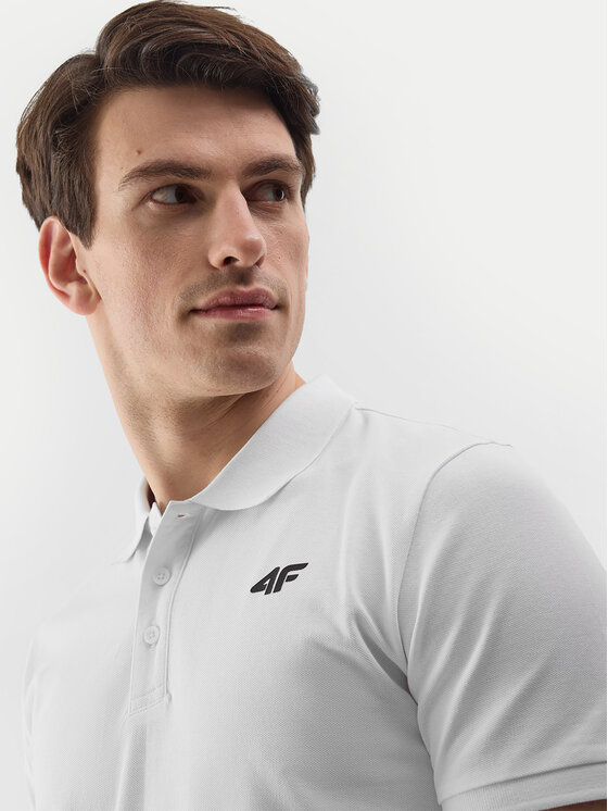 4F 4F Polo marškinėliai 4FWSS24TPTSM130 Balta Regular Fit
