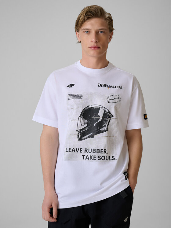 4F 4F T-Shirt MOTOSPORTS 2026 Biały Loose Fit