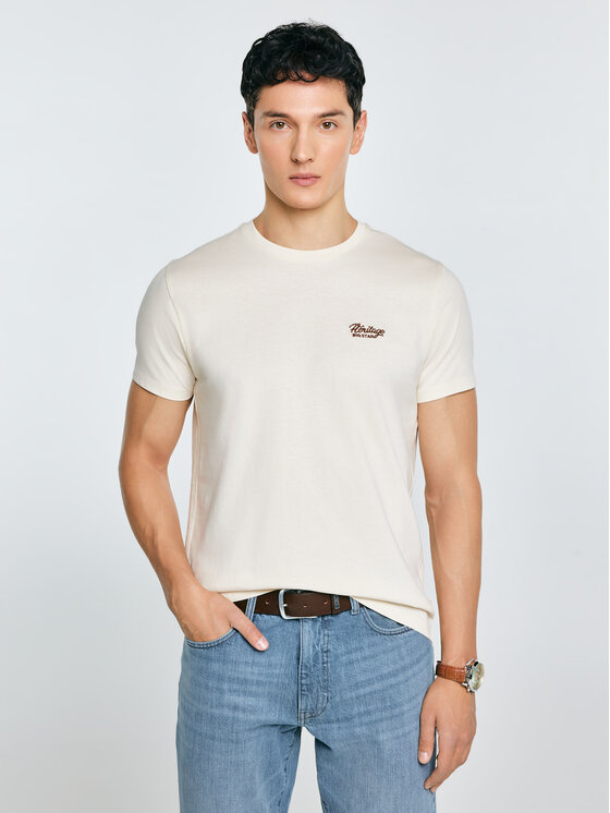 BIG STAR BIG STAR T-Shirt SERER Kremowy Basic Fit