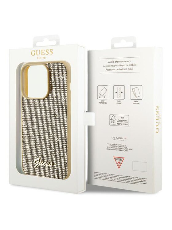 Guess Guess Etui na telefon iPhone 15 Pro Złoty