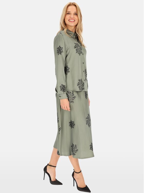 Perso Perso Bluzka CHLE243777F Khaki Regular Fit