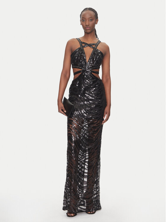 Just Cavalli Just Cavalli Официална рокля 78PAO951 Черен Slim Fit