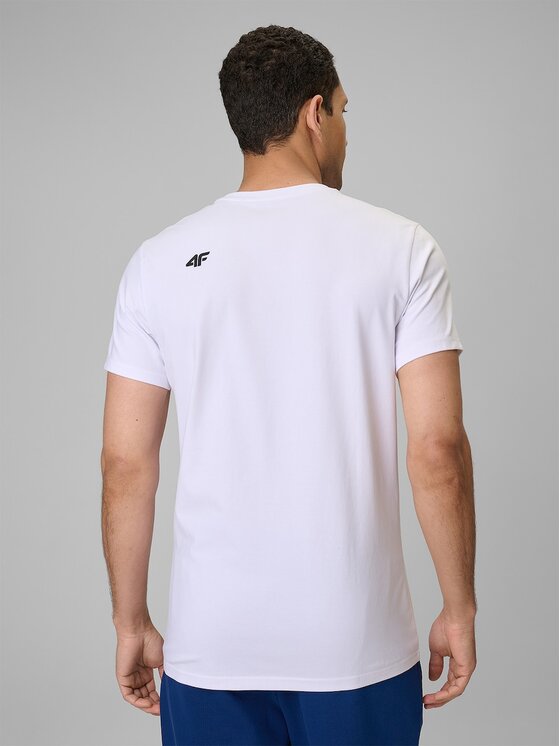 4F 4F T-Shirt 4FRMM00TTSHM4193-10S Λευκό Slim Fit