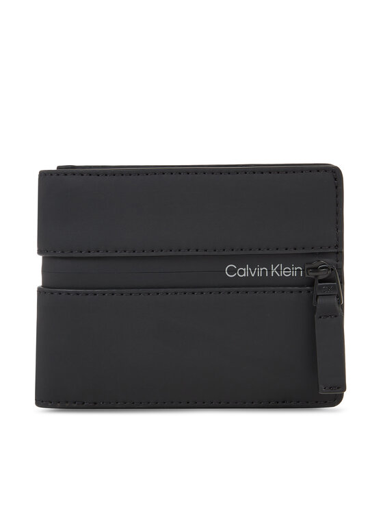 Calvin Klein Moška denarnica Rubberized Bifold 5Cc W/Coin K50K510922 Črna