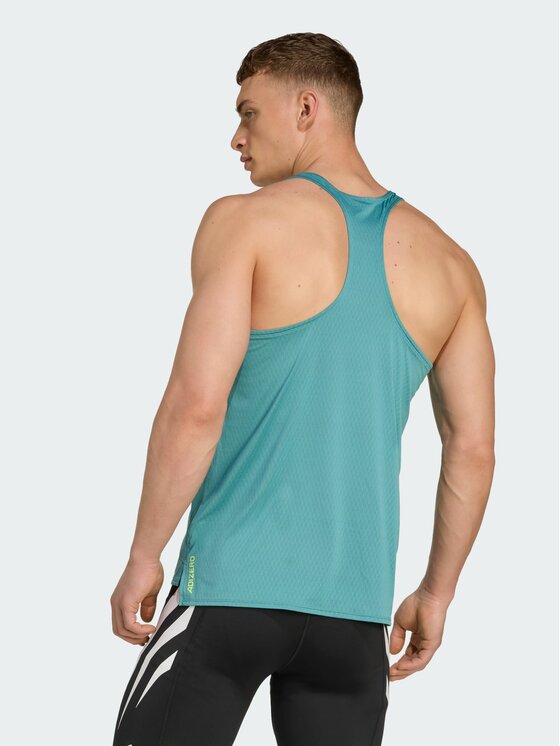 adidas adidas Koszulka techniczna Adizero Archive Running Singlet Turkusowy Slim Fit