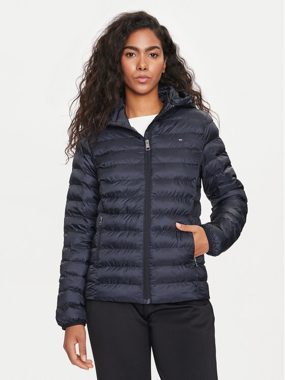 Tommy Hilfiger Пухено яке Global Stripe WW0WW42046 Тъмносин Regular Fit