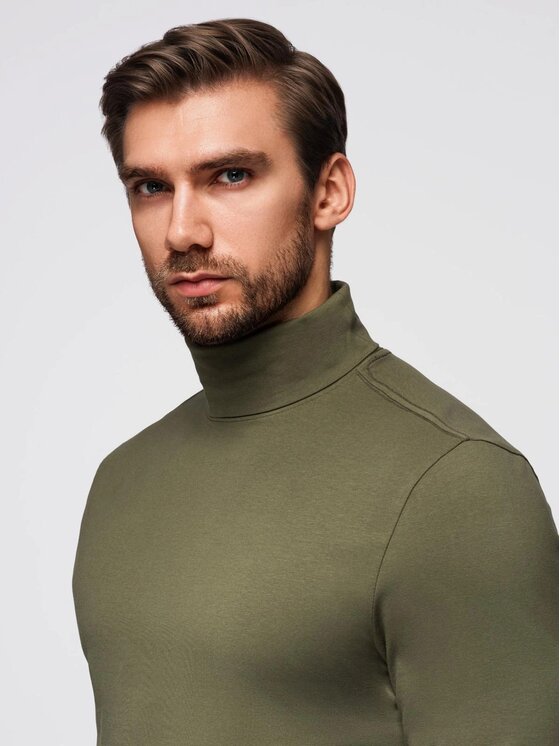 Ombre Ombre Longsleeve OM-LSCL-0130 Zielony Slim Fit
