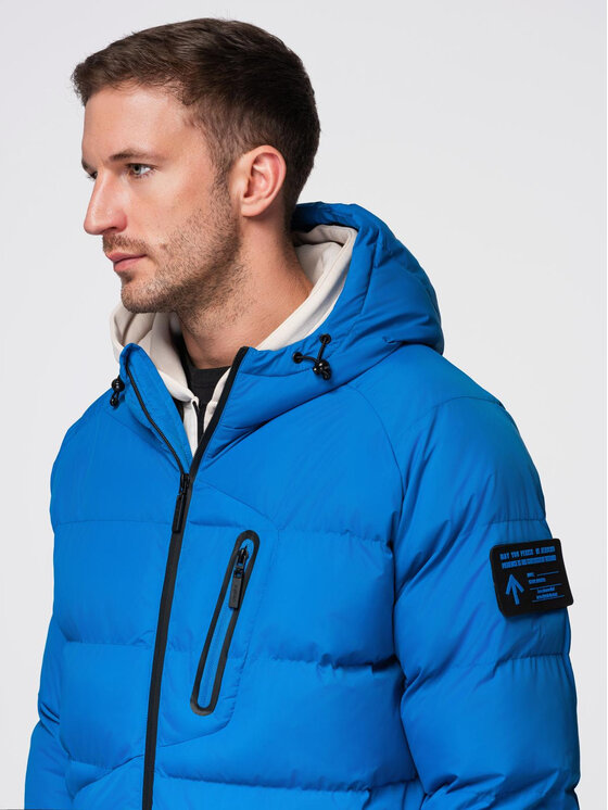Ombre Ombre Kurtka zimowa OM-JAHP-0302 Niebieski Regular Fit