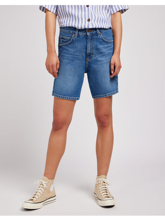 Lee Lee Szorty jeansowe RIDER Niebieski Loose Fit